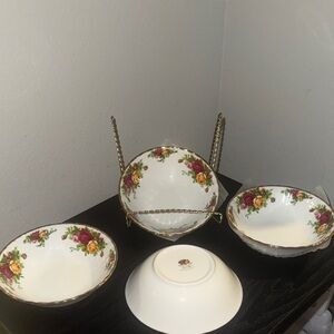 Royal Albert Floral Bone China 4 pc. Bowl Set with Gold Trim